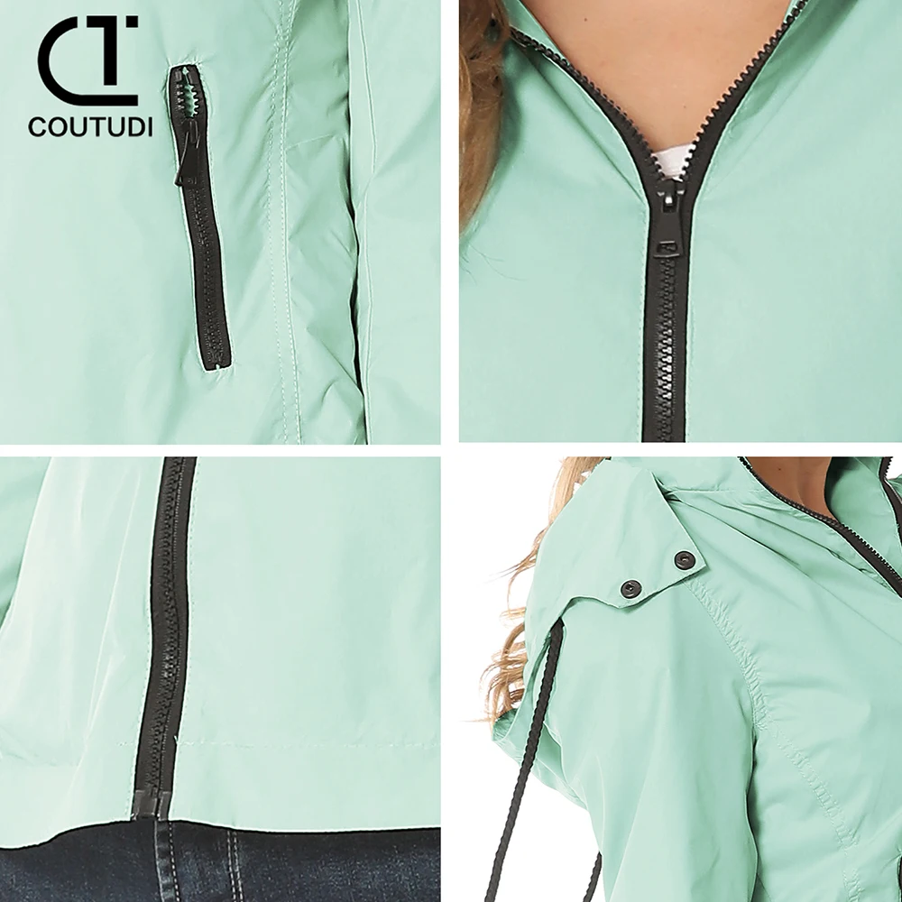 COUTUDI-Oversized Hooded Windbreaker Jacket for Women, Casual Coat, Loose Zipper, Outdoor Jackets, Ladies Outerwear, Y2K, Autumn