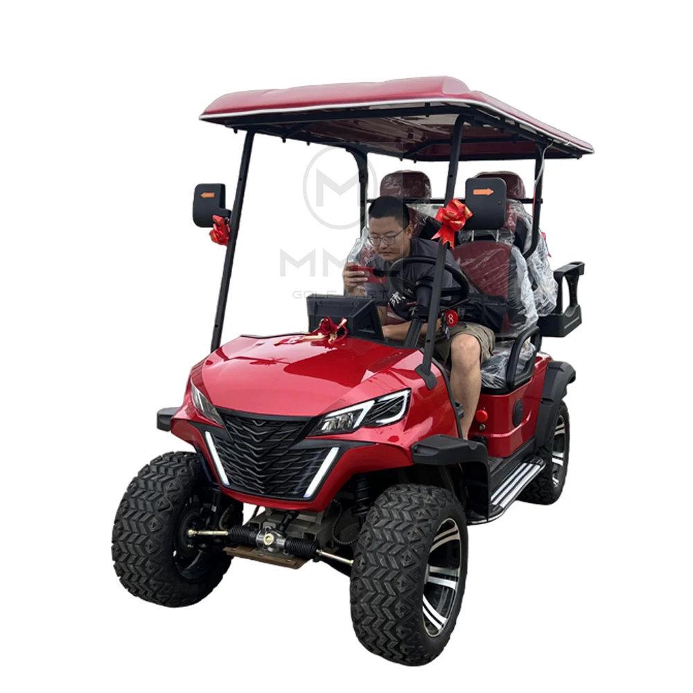 Red Brand Hunting Car 4 Seat 48/60/72V Sightseeing Club Car Electric Lifted Golf Cart with Bumper