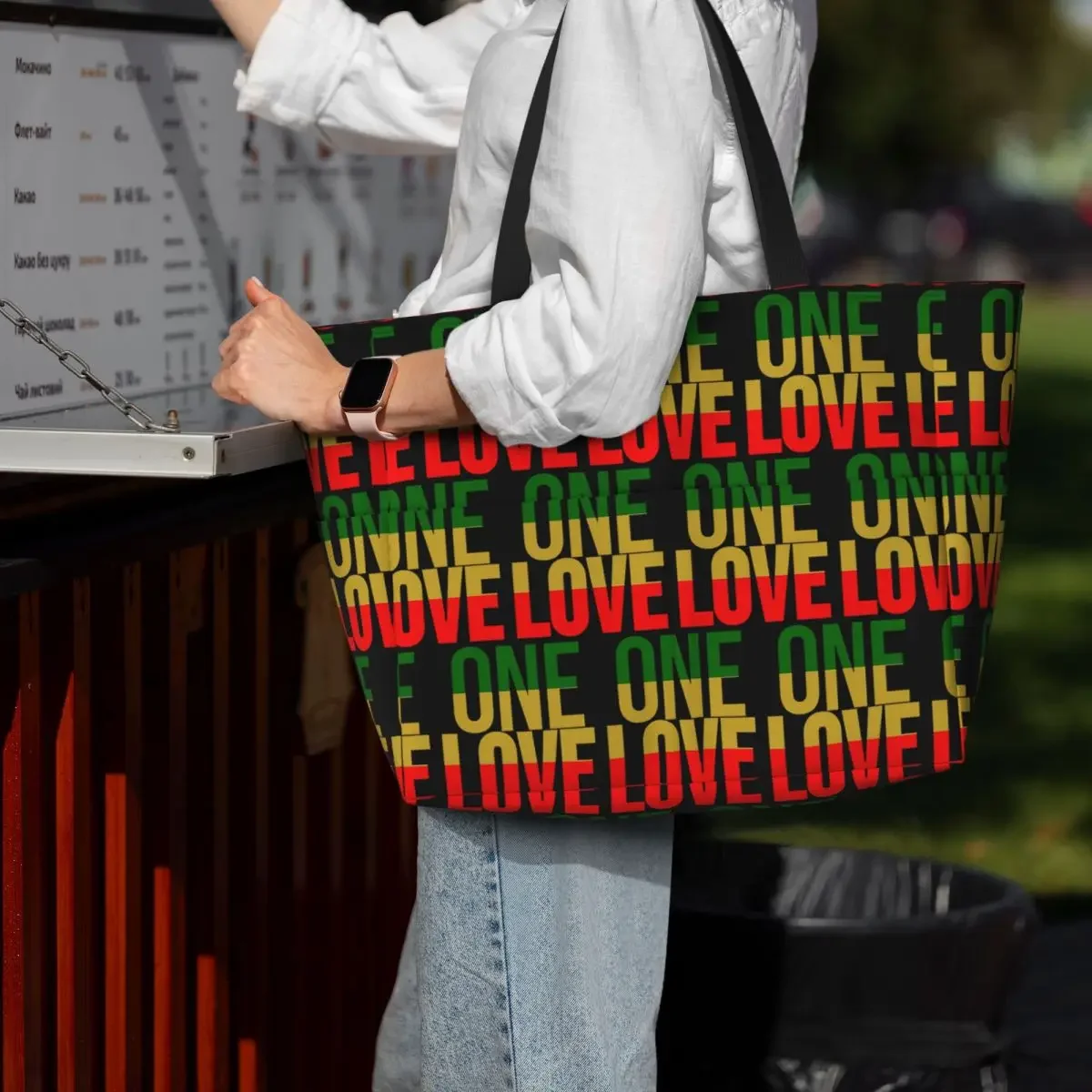 Harajuku Vintage Style Arts Bob Marley One Love Beach Tote Bag Sport Gym Yoga Duffle Large Tote Bag Women Travel Bag Fitness bag