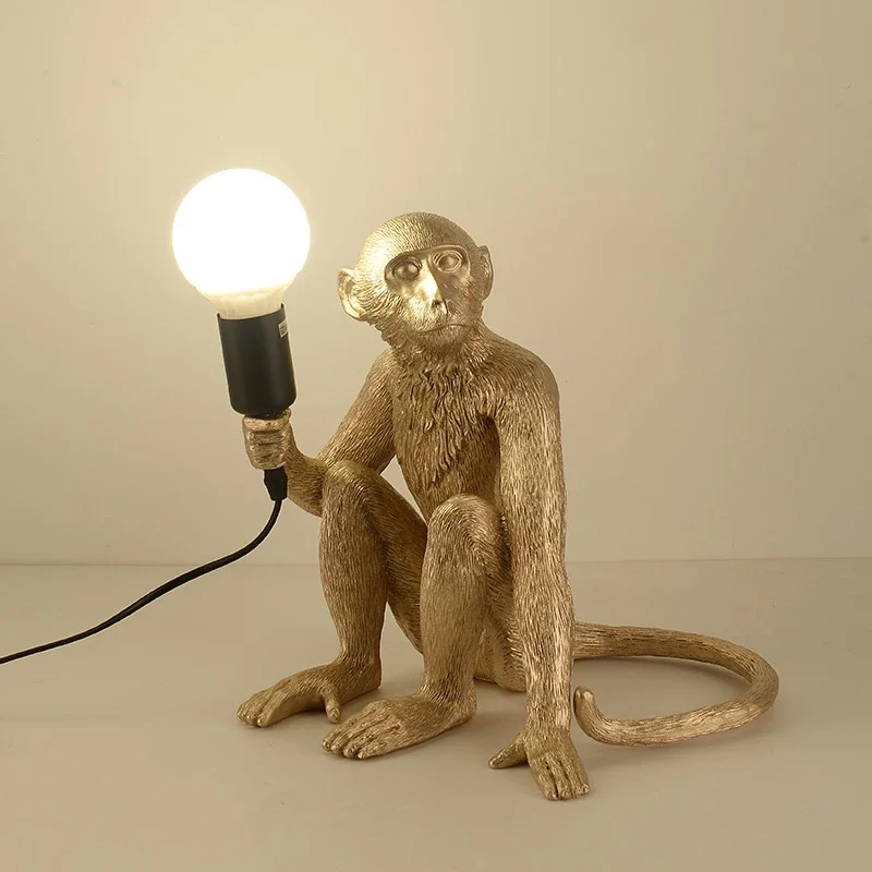 Modern LED Art Monkey Pendant Light Resin Simian  Lamp for Living Parlor Study Room Corridor Lights Home Interior Decor