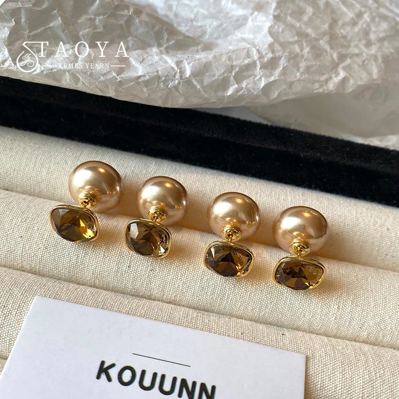 2025 New Champagne Gold Color Pearl Jewellery For Womens Hanging Earrings 2025 Trend Accessories For Young Girls Luxury Earstud