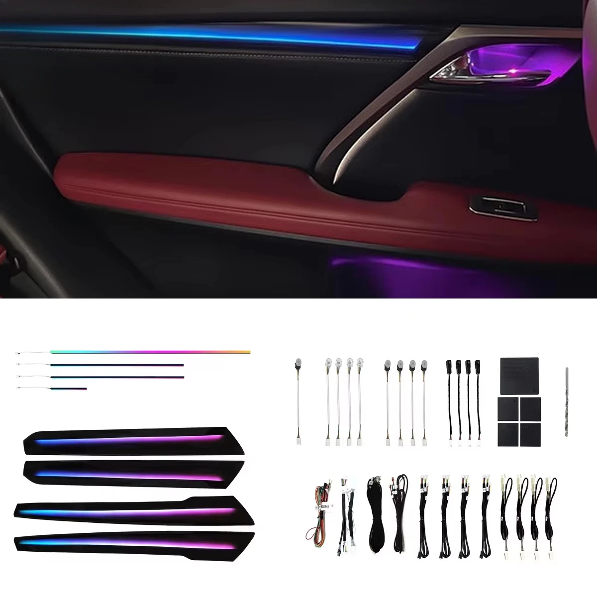 LED Interior Foot Ambient Light Dynamic Wind Strip Light Wind Strip Light App Control 64 Color LHD RHD for Lexus RX 2016-2022