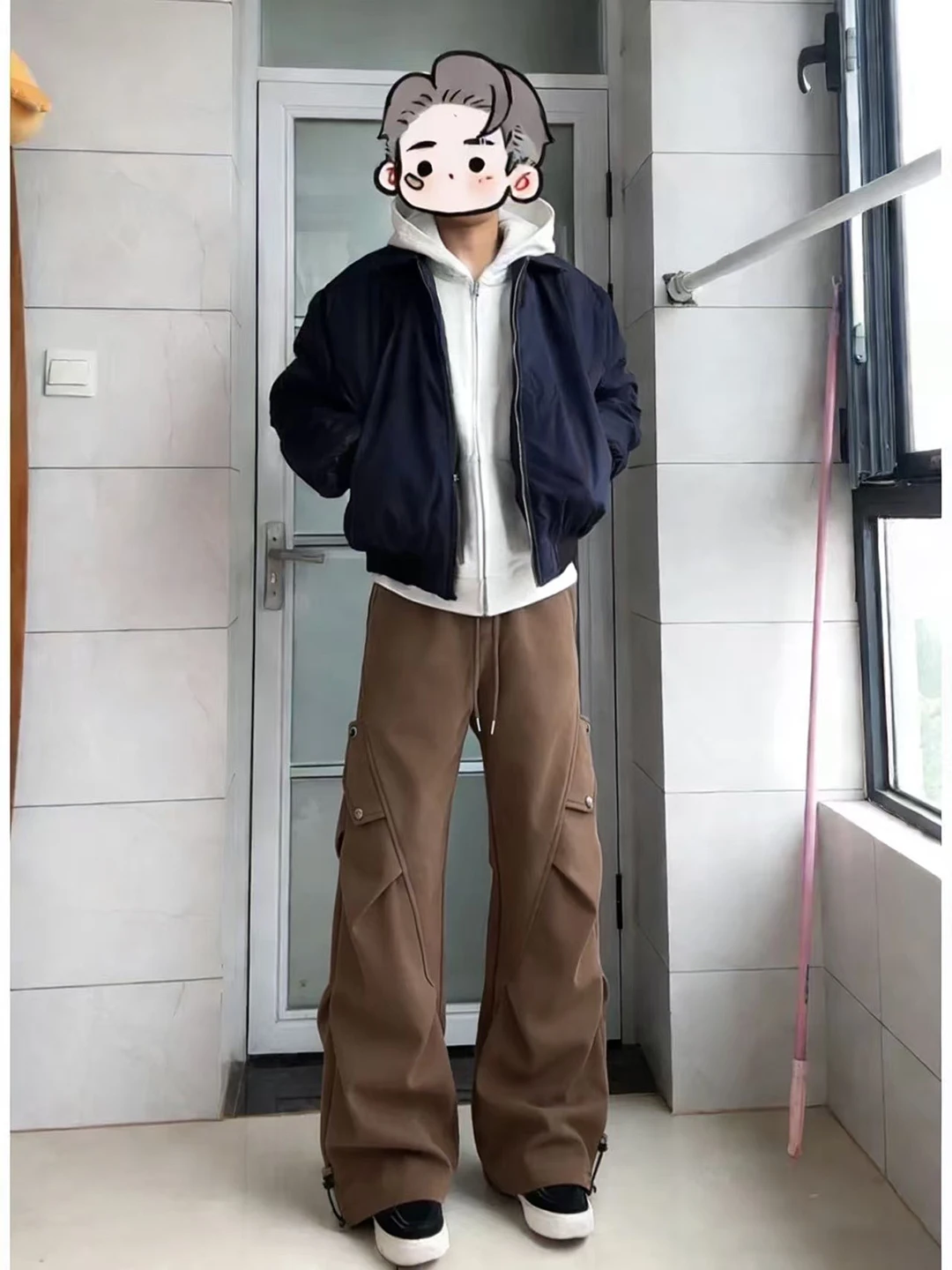 

Cleanfit Casual Trousers Men's Autumn Winter Loose Flared Casual Pants Heavy Straight Leg Slimming Long Trousers Folded Cuff