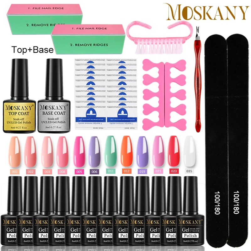 Manicure Set Met Top/Beste Coat Polish Set Semi Permanente Vernis En Cuticula Schaar Polijsten Blok Nagels Tool Kit