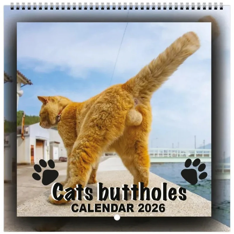 Cat Butt Calendar 2026 12 Monthly Funny Cat Tail Wall Calendar Family Planner Scheduling Home Decor For Living Room Bedroom