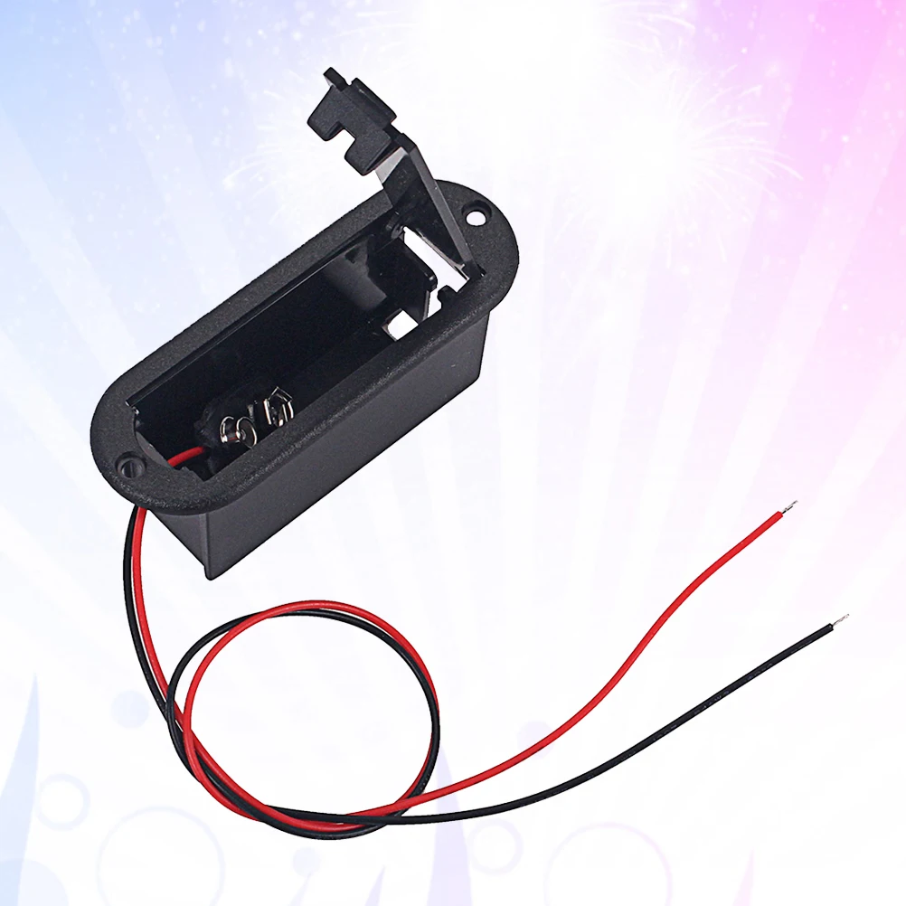 

9V Case for Guitar Bass Electric Pickup Mounting Durable Plastic Easy Use with Cable Included Holder Long Life