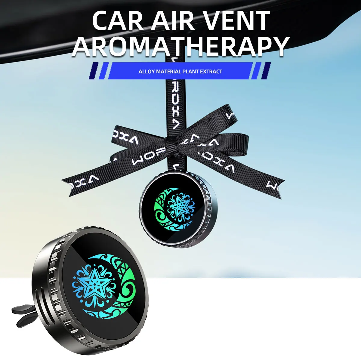 

Car Air Freshener Hanging Rearview Mirror Decoration Air Outlet Aromatherapy Sun Moon Demon Round Style Cologne Flavor Vent Clip