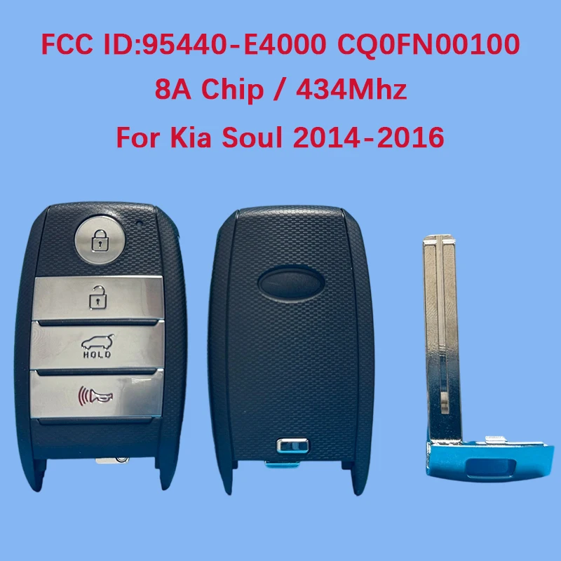 

CN051152 Послепродажный 4-кнопочный смарт-брелок 433 МГц FCC 95440-E4000 8A чип для KIA Soul 2014-2016