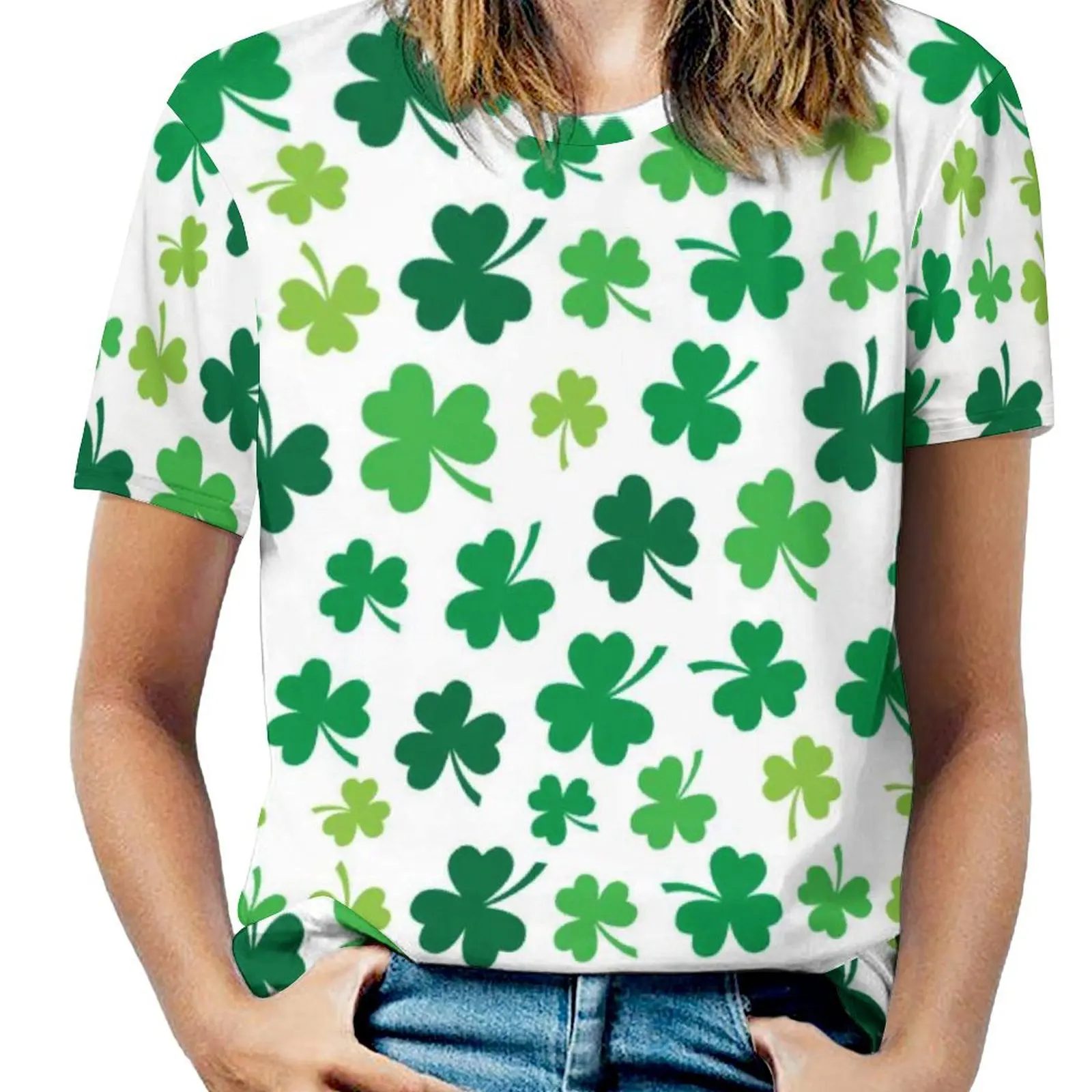 Big Size Irish Shamrock Themed T Shirts St Patricks Day Street Fashion T Shirt Short Sleeve Women Harajuku Tshirt Summer Clothes