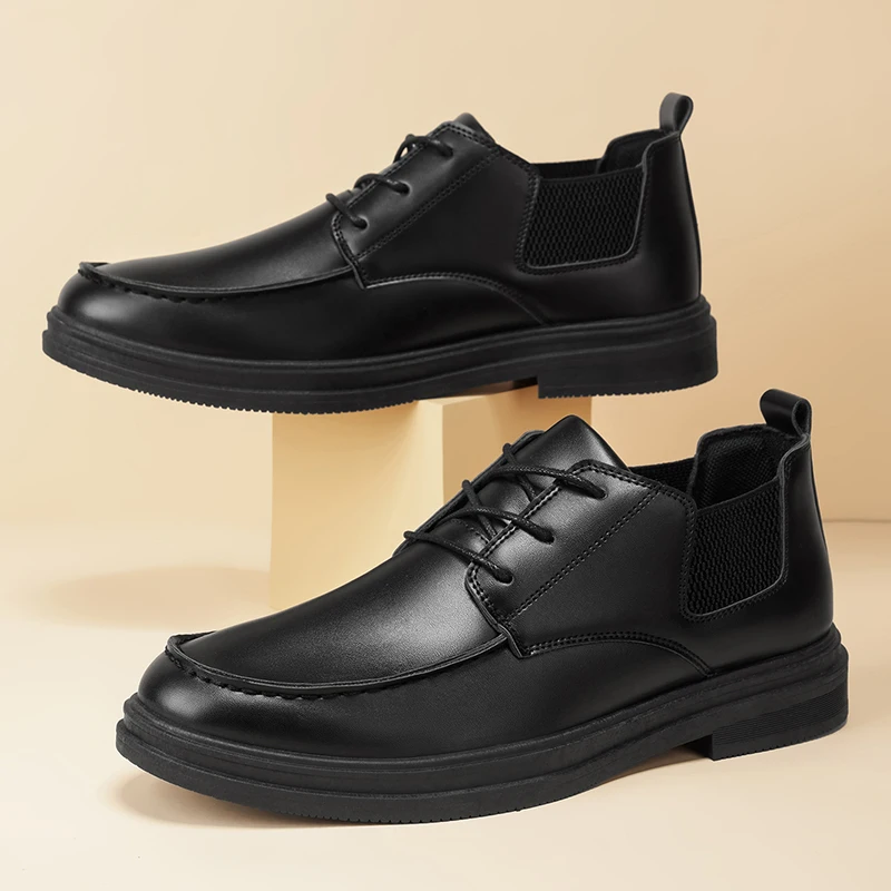 Classic Black Men's Dress Shoes Business Casual Shoes Men Comfortable Lace-up Leather Shoes Man Low-cut Formal Shoes Big Size 46