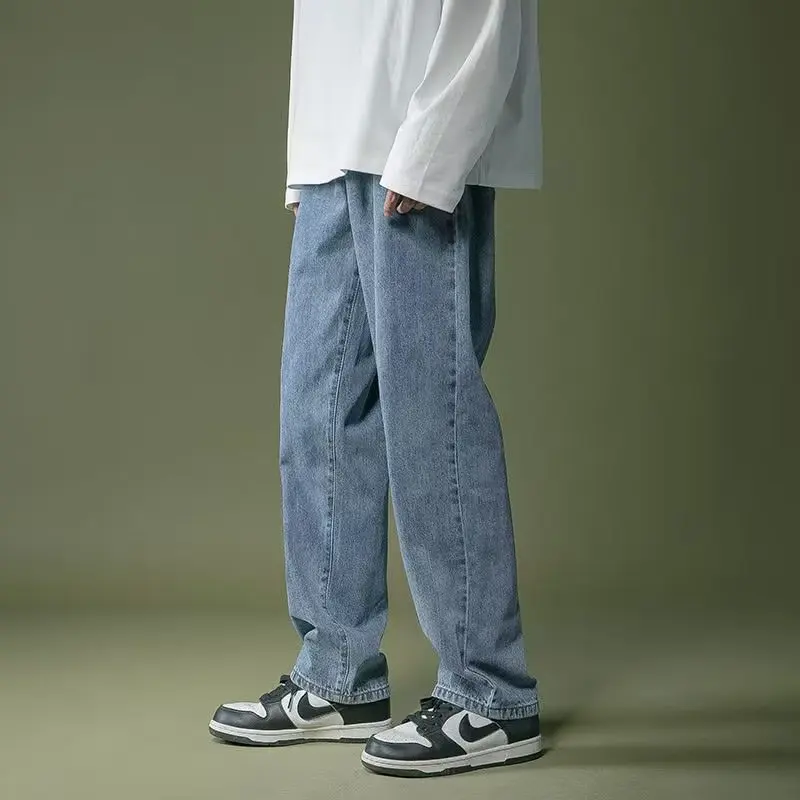 男性新ファッションだぶだぶのカジュアルミニマリストジーンズ男性ハイストリートストレートレッグパンツスリムフィット若々しい活力ヴィンテージズボン