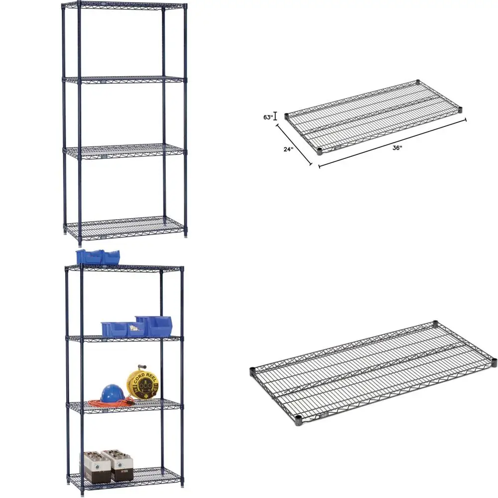 رف تخزين تجاري Nexel Nexelon ذو 5 أرفف مقاوم للصدأ، 24 × 36 × 63 بوصة، أزرق #1