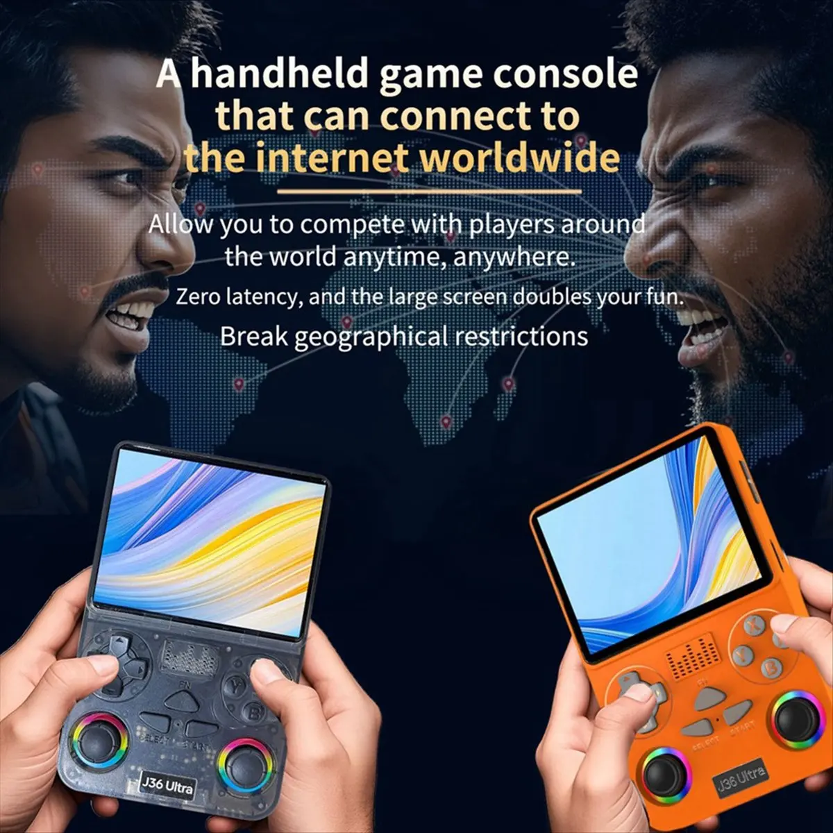《Factory Direct》J36 Ultra Handheld Retro Game Console 64G 20000 Games 3.5 Inch Video Portable Game Player Supports 20+ Simulator