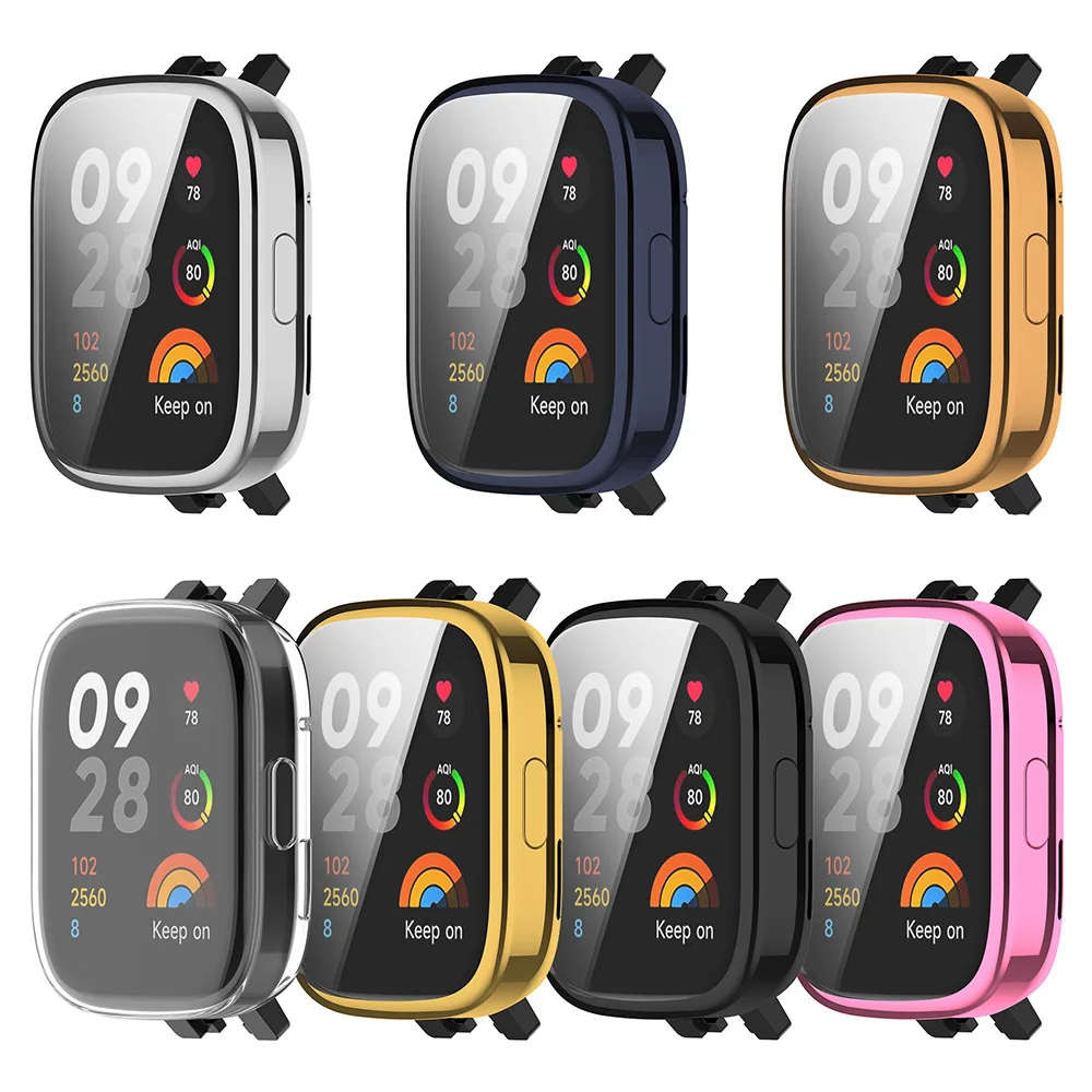 واقي شاشة كاملة لساعة Redmi 3 ، حافظة واقية من البولي يورثين الحراري ، غطاء صدفي ، ممتص صدمات ، مطلي بالكهرباء