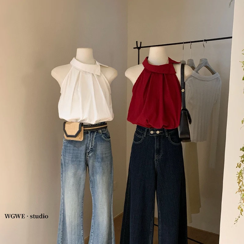 여름 신상 여성 루즈핏 민소매 베스트 불규칙한 네모난 디자인 고품질 아우터웨어 패셔너블 캐주얼 슬리