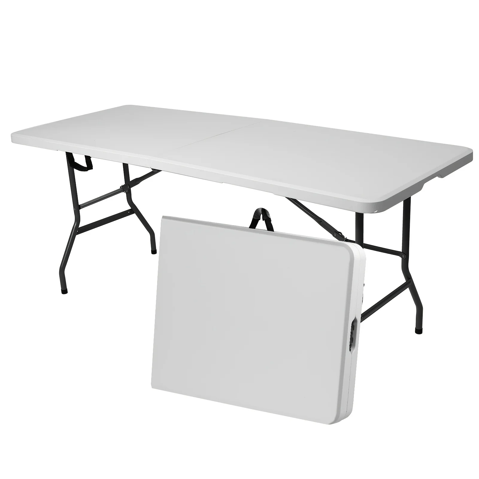 

Heavy-Duty Plastic Folding Table,Portable Indoor Outdoor Dining Table with Locking Legs，Carry Handle Space-Saving, Waterproof