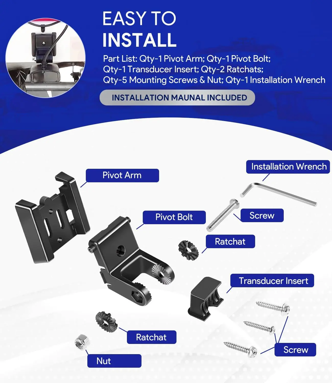 Kit de matériel de montage de transducteur, TM 7400931 X XNT successif, support de transducteur pour transducteurs de modèle XHS