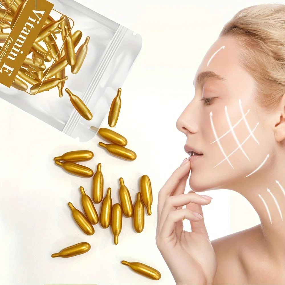 Vitamin E Capsule Essence, Secondary Essence Capsule, Moisturizing and Hydrating Facial Skin (0.4g X 30 Capsules)/Bag - 1 Bag