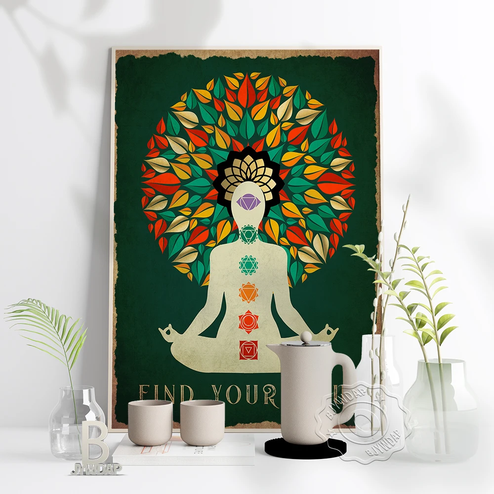 Yoga Mandala Meditation Art Print Poster Calming Zen Wall Picture Aura Chakra Kundalini Canvas Painting Modern Bedroom Decor