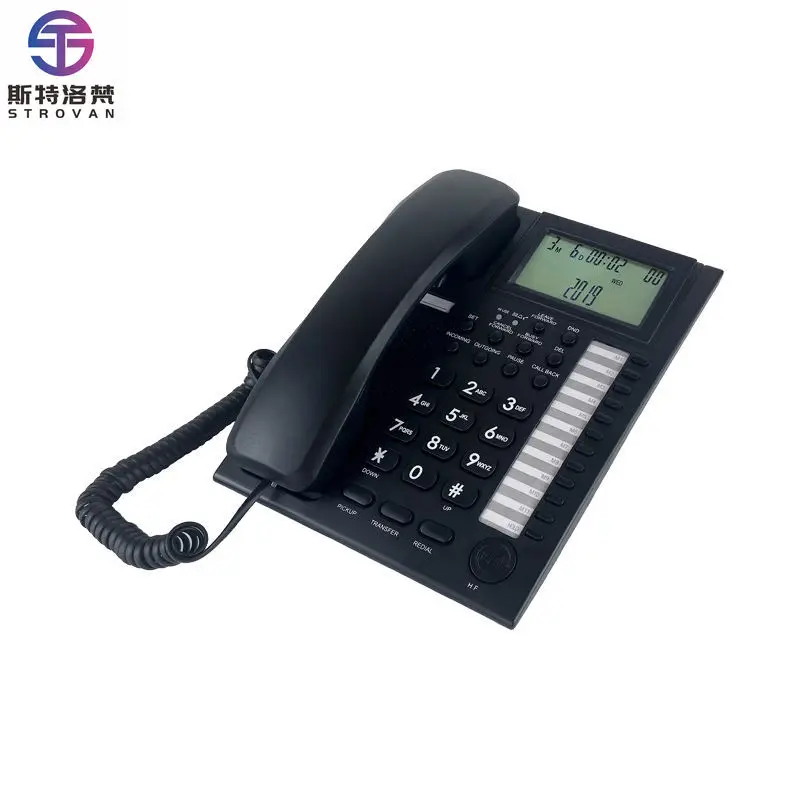

Black Caller ID Phone with Incoming Call LED Indicator Wired LAN Hands-Free for Hotels & Offices
