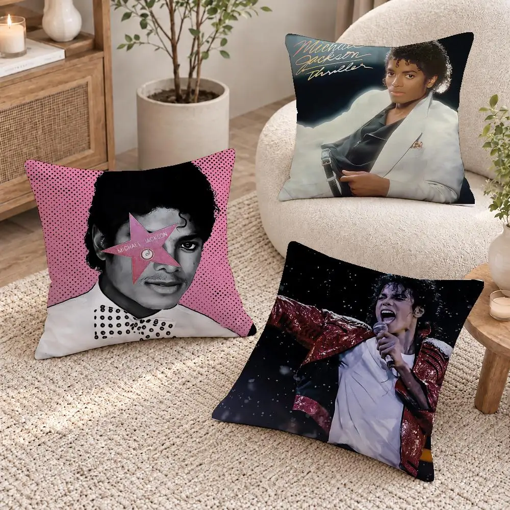 Pop Singer Michael Jackson Cushion Cover Short Plush Pillow Cover, Washable Wrinkle-Resistant for Sofa Bedroom Decor Gift