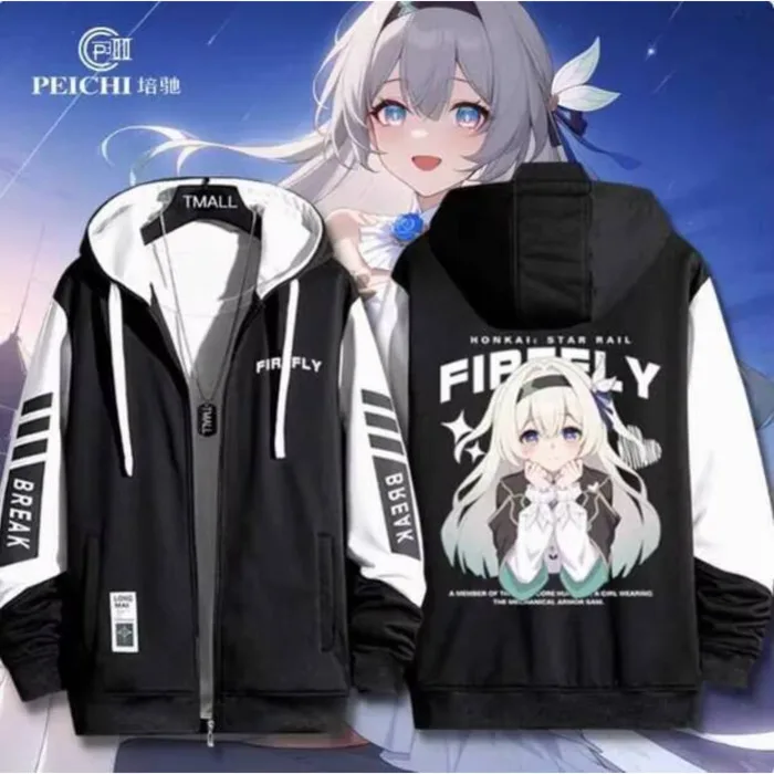 

Anime Honkai: Star Rail Firefly Hooded Hoodie Cosplay Autumn Winter Men Women Coat Loose Jacket Tops anime