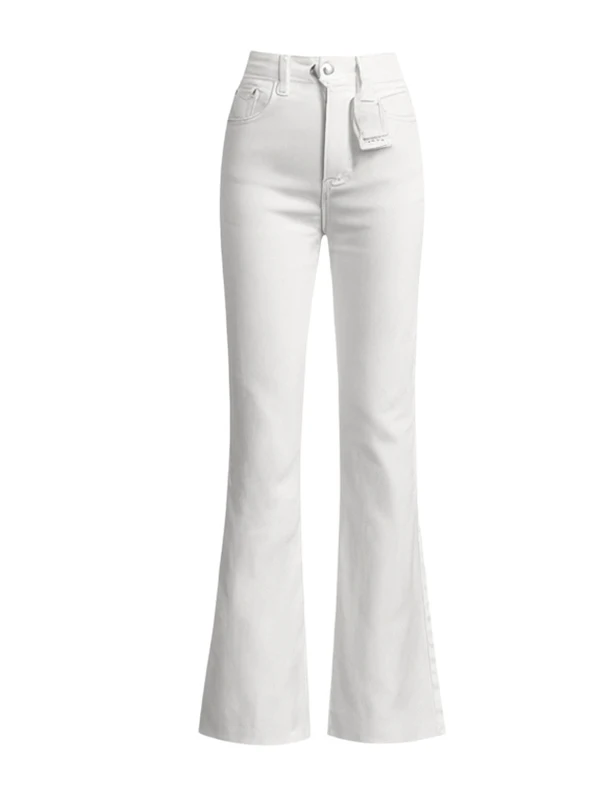 

Женские белые джинсы-колокольчики больших размеров, утягивающие универсальные длинные брюки с высокой талией, лето 2025 г., джинсы-колокольчики с высокой талией