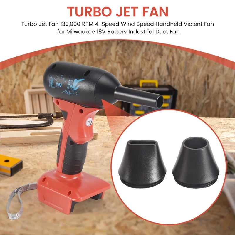 Turbo Jet Fan 130,000 RPM 4-Speed Wind Speed Handheld Violent Fan For 18V Battery Industrial Duct Fan