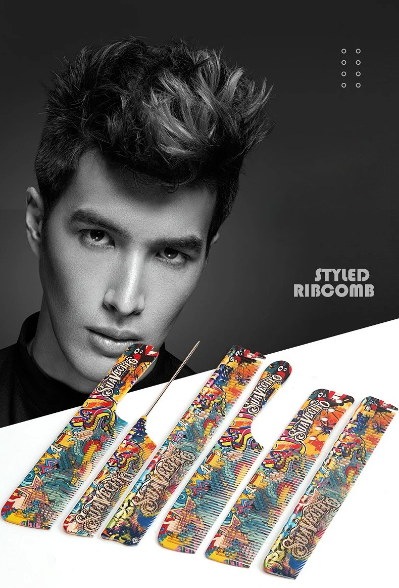 New Colorful Graffiti Major Hair Cutting Comb Set Barber Specific Styling Comb Women's Long Hair Trimming Comb Hair Cutting Tool