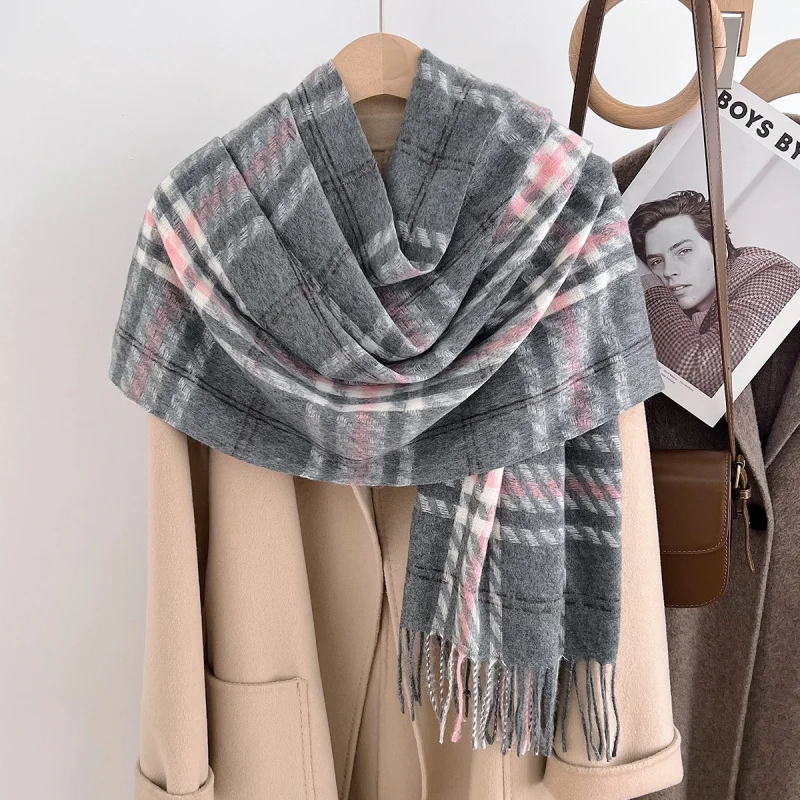 جديد تقليد الكشمير النسخة الكورية الكلاسيكية منقوشة شرابة وشاح الرجال والنساء الخريف الشتاء النمط البريطاني المألوف الدافئة #2