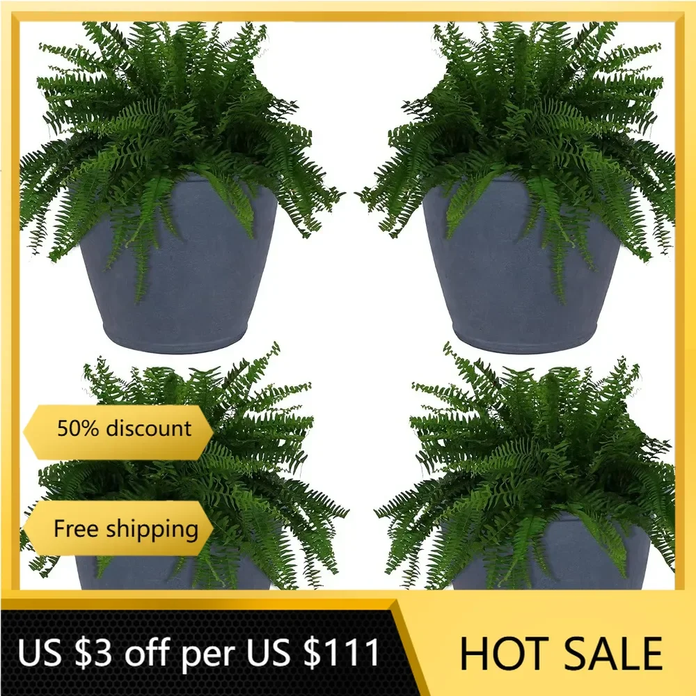 

Anjelica 24-Inch Diameter Indoor/Outdoor Double-Walled Polyresin Planter with UV-Resistant Slate Finish - Set of 4