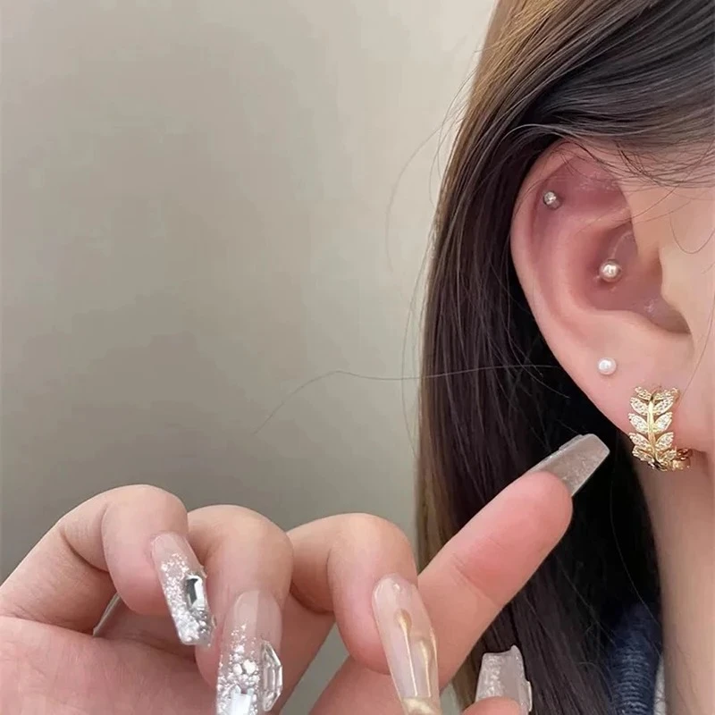

Real 925 Sterling Silver 18K Gold Zircon Leaves Hoop Earrings for Women Trendy Plant Fine Jewelry Minimalist Accessories