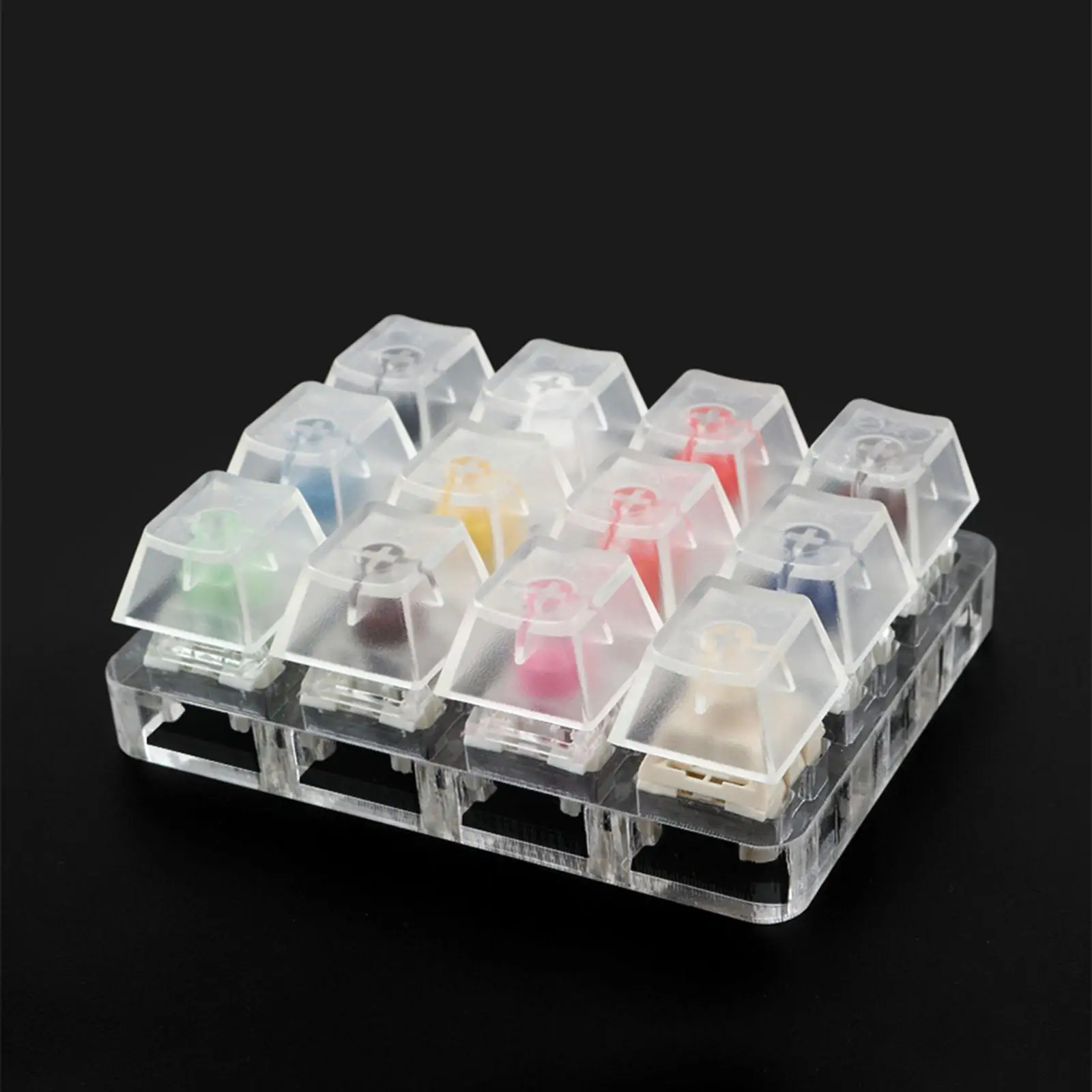 12 Switches Mechanical Keyboard Sampler Clear Acrylic Tester with Blank Keycaps for Gaming DIY