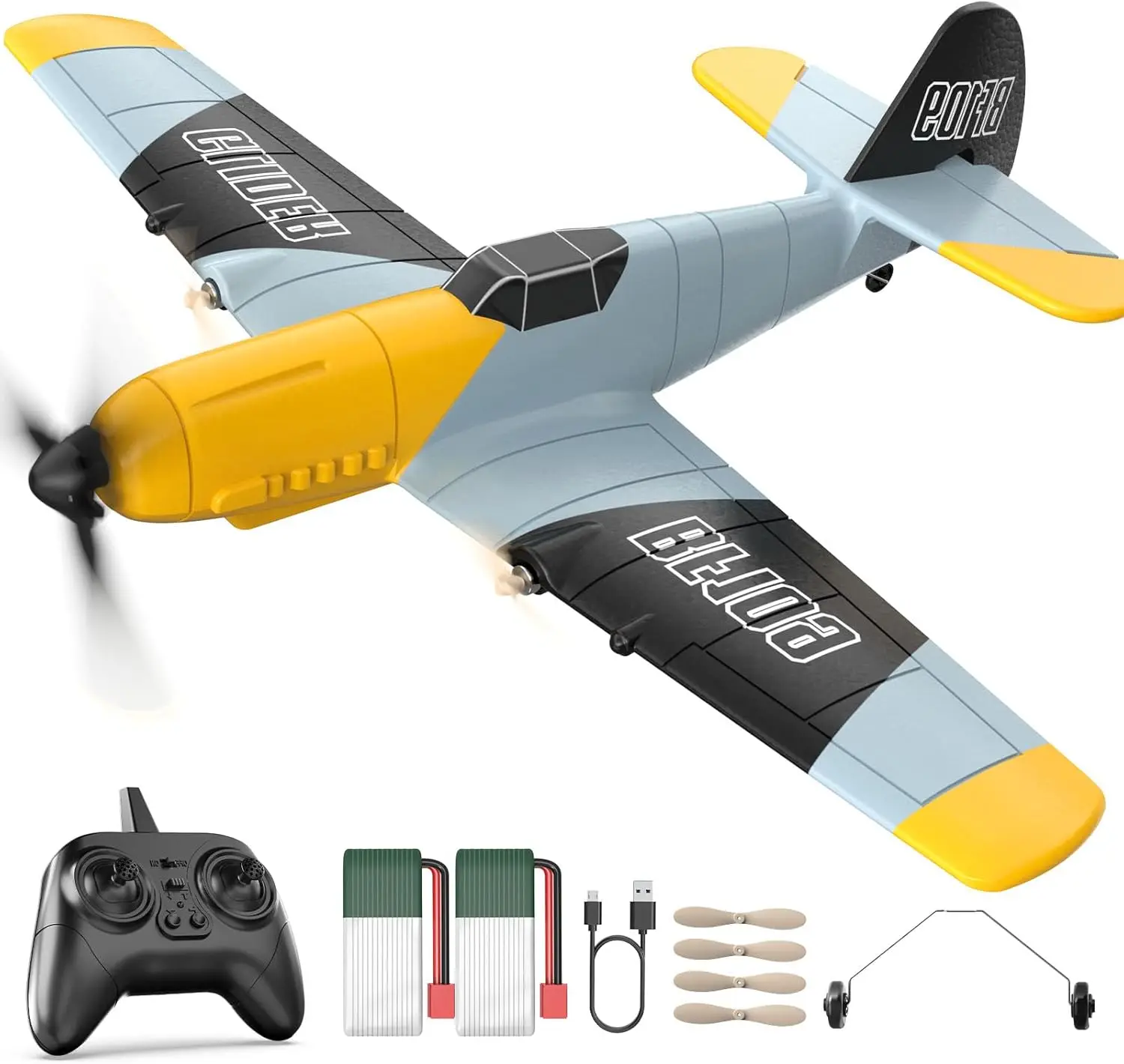 RC Plane 3 Channel BF-109 Remote Control Airplane Fighter Toys,2.4GHz 6-axis Gyro Stabilizer RTF Glider Aircraft Plane with 2 Ba
