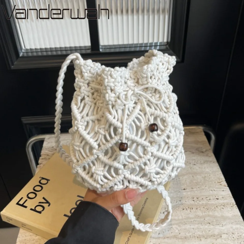 

Летняя стильная дорожная сумка, плетеная пляжная сумка, женская сумка через плечо, женская сумка-ведро с ручками, вязаная сумка-тоут