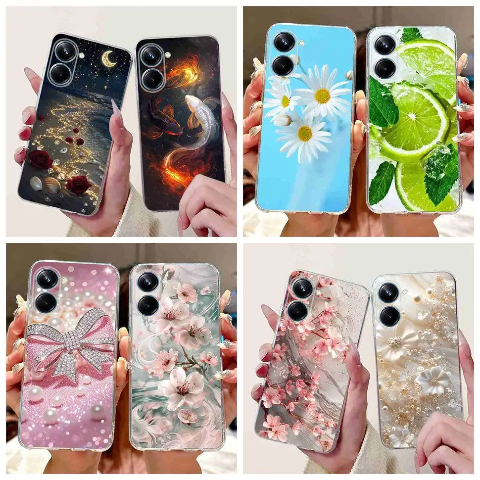 For Realme 10 Pro 5G 6.72" Case New Popular Flower Pattern Soft Silicone TPU Cover For Oppo Realme 10Pro 5G RMX3663 Bumper Shell