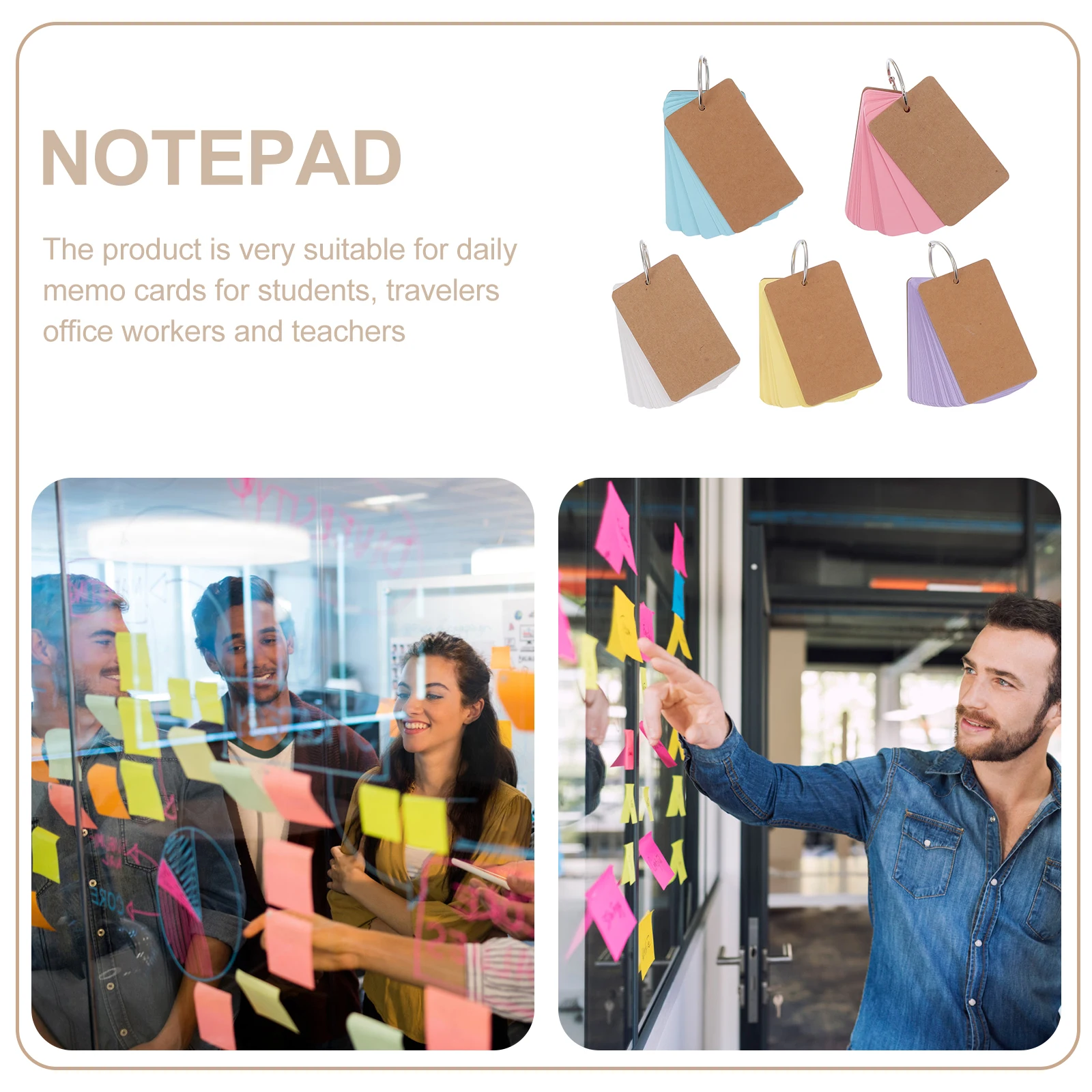 5 قطع من بطاقات الذاكرة المكتوبة بخط اليد، بطاقات DIY، رسالة كلمة إنجليزية، قرطاسية صغيرة، فارغة ملونة