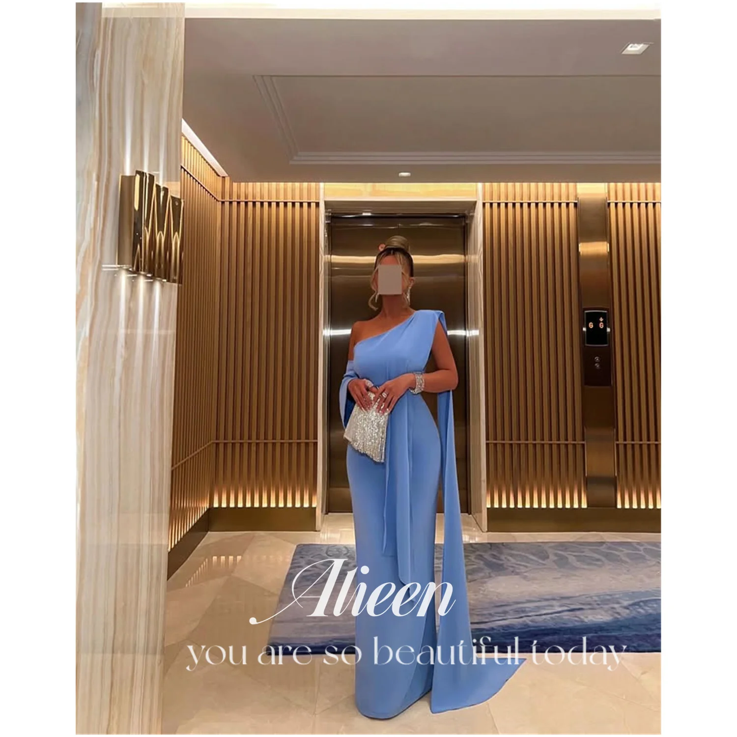 

Aileen Women's Dress Long Sleeves Customized Shawl Womens Dresses for Special Occasions Glitz and Glam Rhinestones Evening Party
