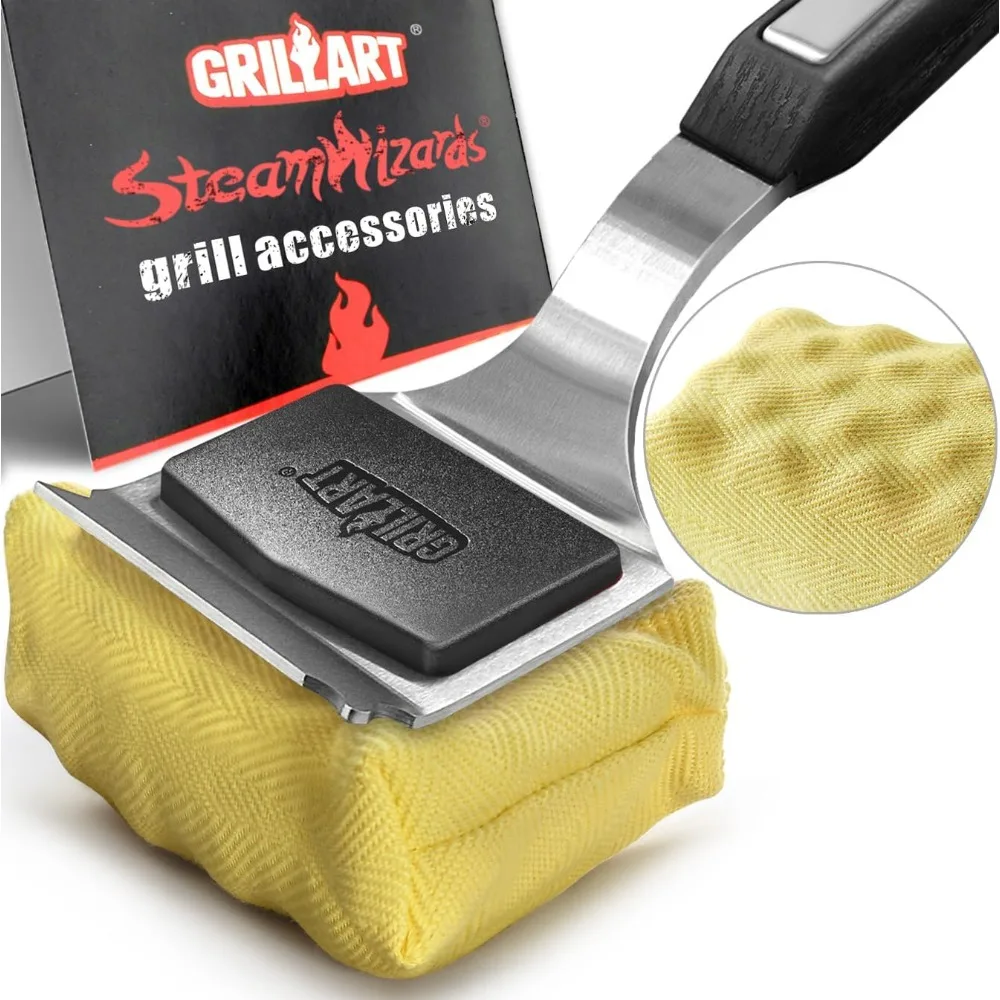 

GRILLART Grill Brush Bristle Free. Upgraded BBQ Replaceable Cleaning Head, Seamless-Fitting Scraper Tools for Cast Iron/Stainles