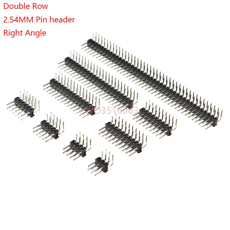 10 SZTUK Dwurzędowe męskie złącze PIN pod kątem prostym o skoku 2,54 mm 2*2/3/4/5/6/7/8/9/10/16/20/40 PIN/P 2x/3/4/5/6/8/10/16/20/40