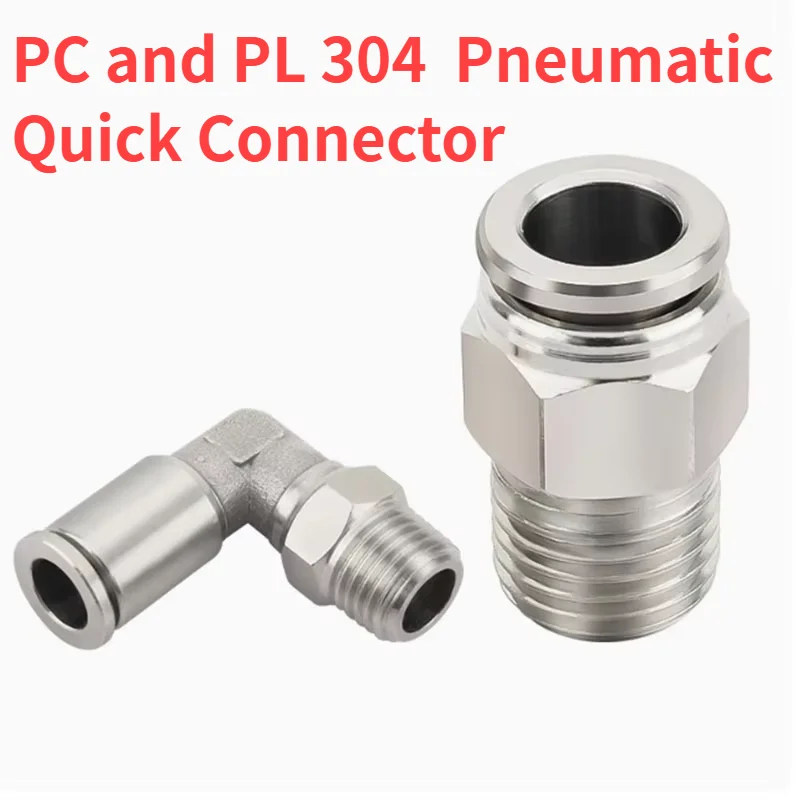 PC PL 304 Stainless Steel Pneumatic Quick Connector PT Thread Industrial Air Hose Fitting Coupling
