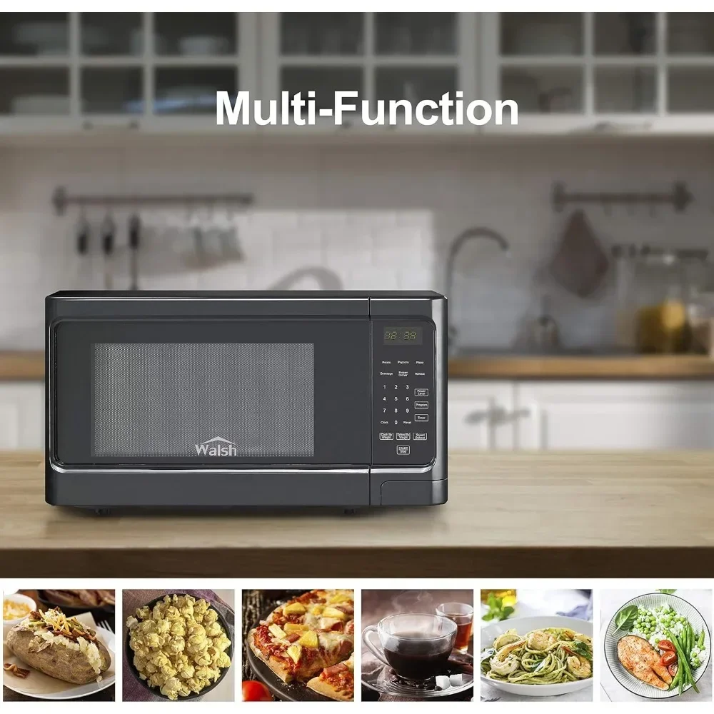 Four à micro-ondes électrique avec couvercle en seau, 6 programmes de cuisson, éclairage LED, bouton poussoir, noir, cuisine, maison, Fédération, 1.1 Cu, 1000W