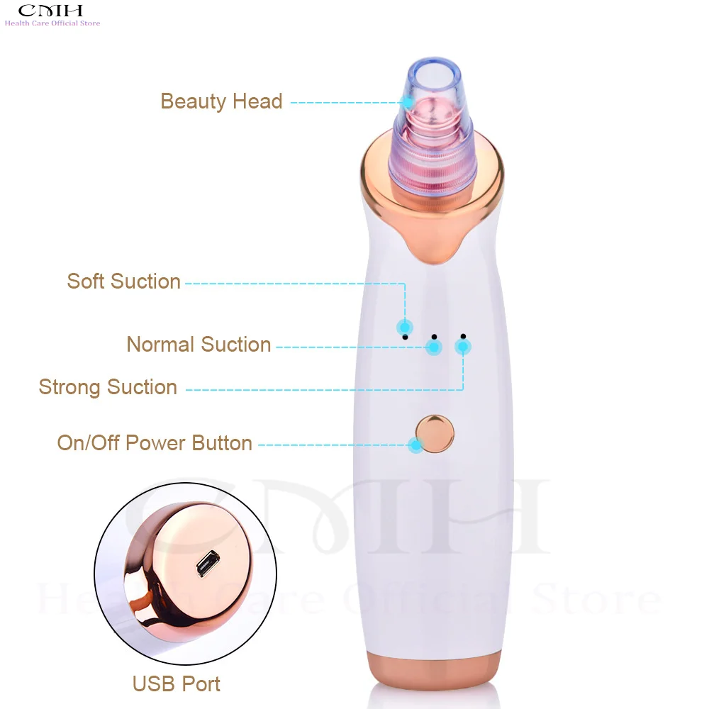 CMH-aspiradora eléctrica efectiva para eliminar espinillas, limpiador de poros de nariz y cara, herramienta de limpieza profunda para la piel, eliminación de acné y manchas negras