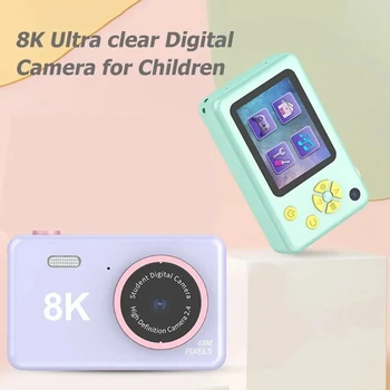 Student Digital Camera HD Digital 8K Portable Mini Video Camera Front and Rear Cameras Toy Gifts for Children