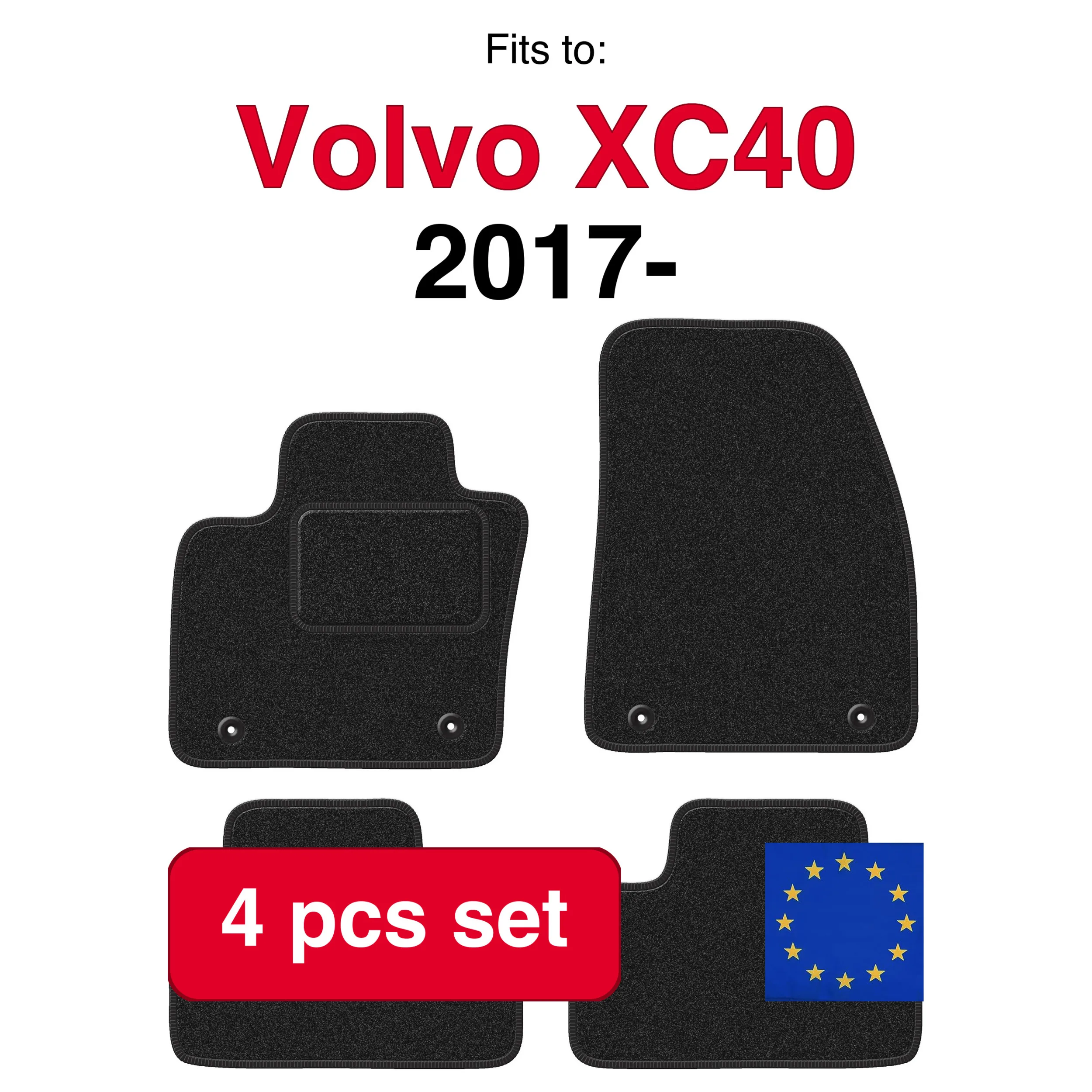 ANTHRA velours automatten voor Volvo XC40 crossover (2017-) - antraciet (4 stuks) in de auto passende automattenset