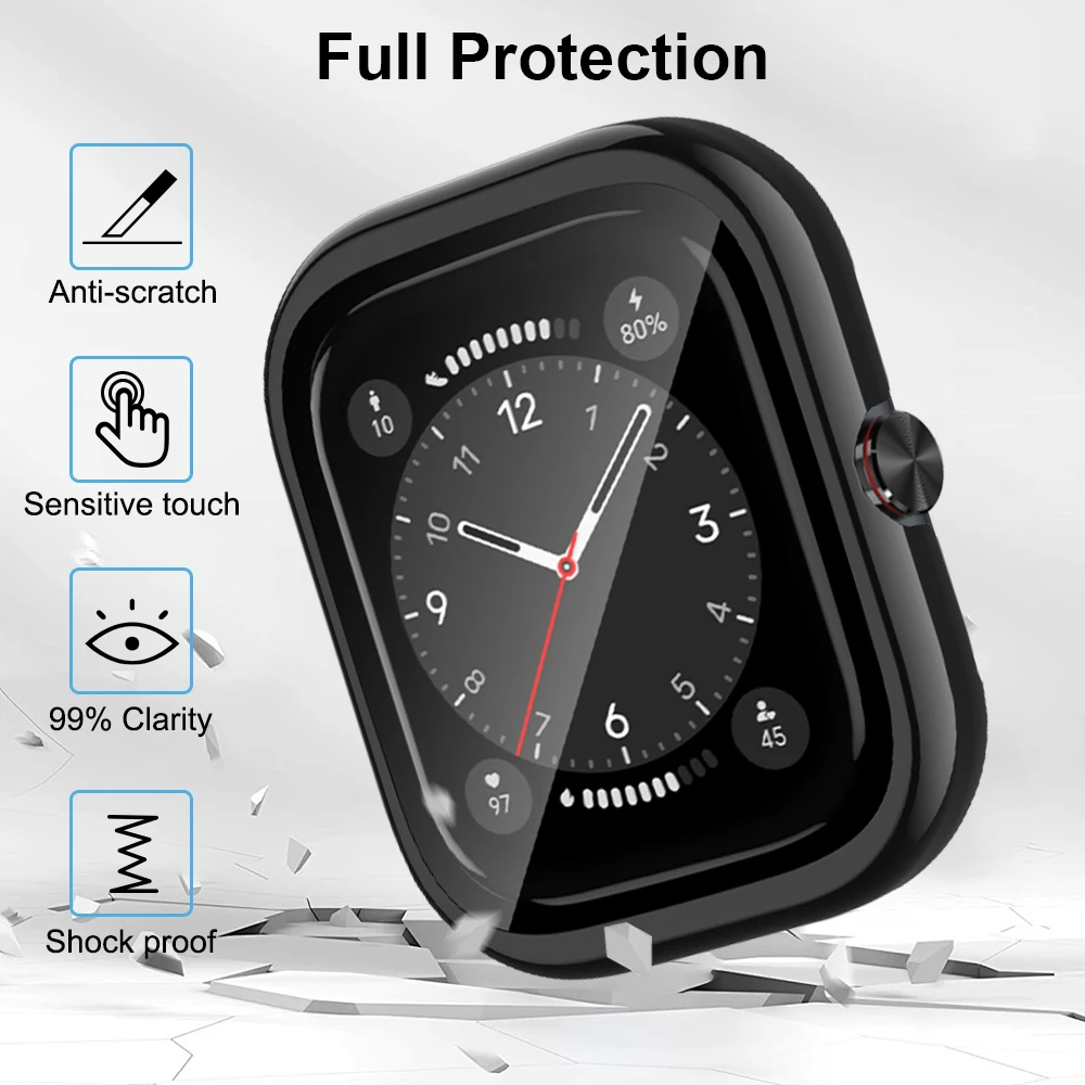 PC+Tempered Glass Screen Protector for Honor Haylou Watch Smart Watch Case Full Cover Bumper Shell Case