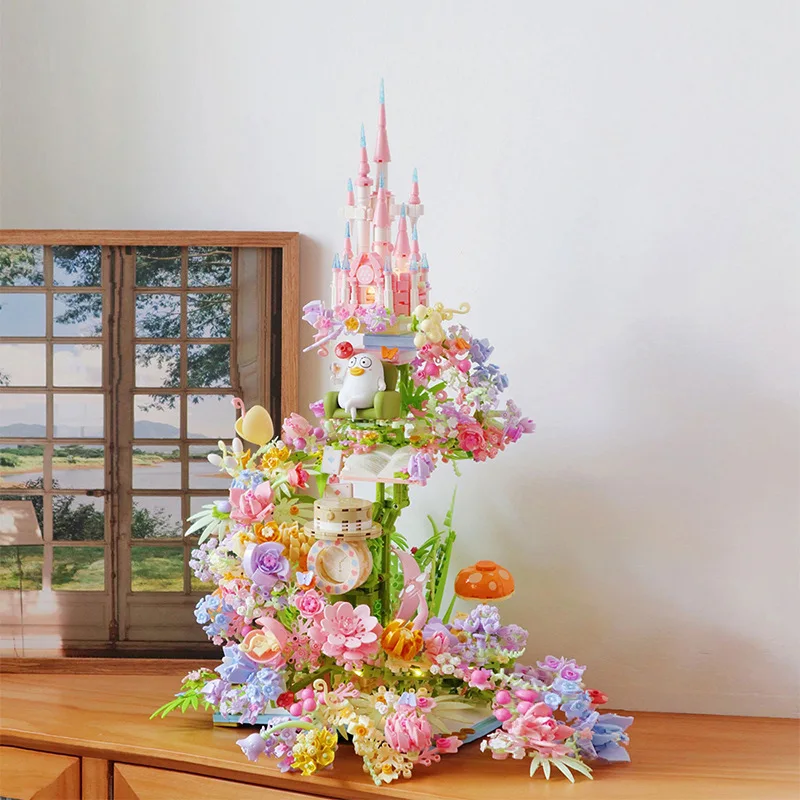 3060 PCS Flower Castle Palace Architecture Building Blocks Romantic Home Furnishings Bedroom Pendant Bricks Children Toys Gift