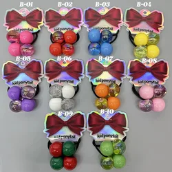 Coloful Large Hair Ball Ties Pink Shine Bling Bling Big Beads 30MM Hair Accessories Jumbo Ball Hair Knockers for Girls