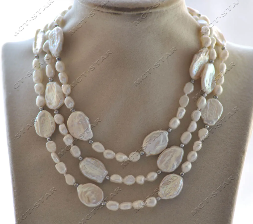 

MTC·STAR Z12902 46" 18mm White Coin Baroque Freshwater Pearl Necklace