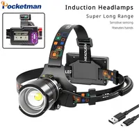 Smart Motion Sensor High Power LED Headlamp USB Rechargeable Headlight Outdoor Waterproof Head Lamp Telescopic Zoom Head Light